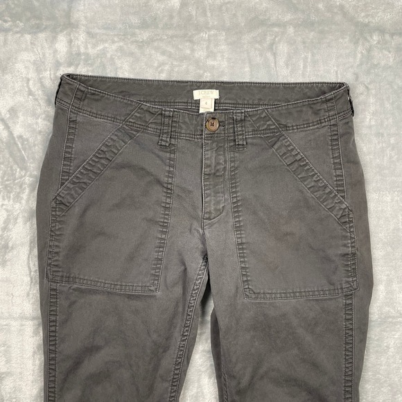 J CREW Womens Gray Stretch Flat Front Straight Leg Utility Pants Pockets Size 4 - Picture 3 of 12